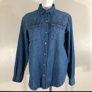Old Navy Western Rodeo Denim Jean Button Down Shirt Size Medium